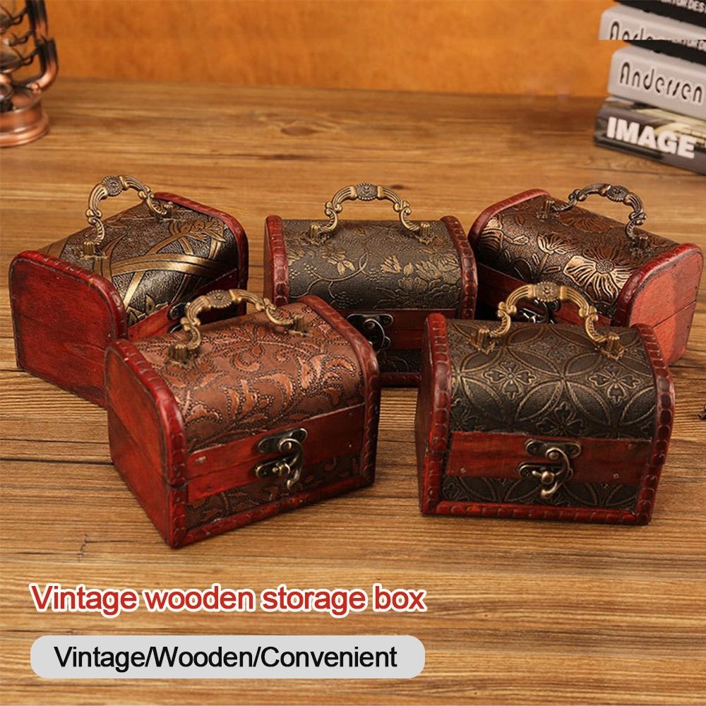 Vintage Collectible Show - صندوق مجوهرات خشبي صغير مبتكر مع